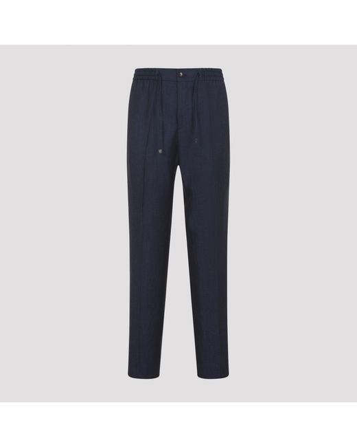 Etro Blue Drawstring Tapered Leg Trousers for men
