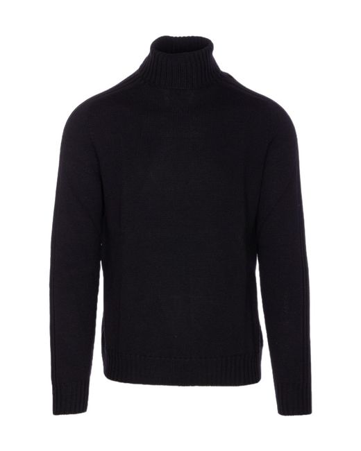 Dondup Blue High-Neck Wool Sweater for men