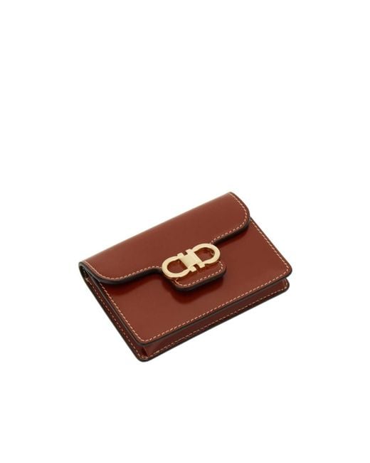 Ferragamo Brown Ferragamo Gancini Card Holder