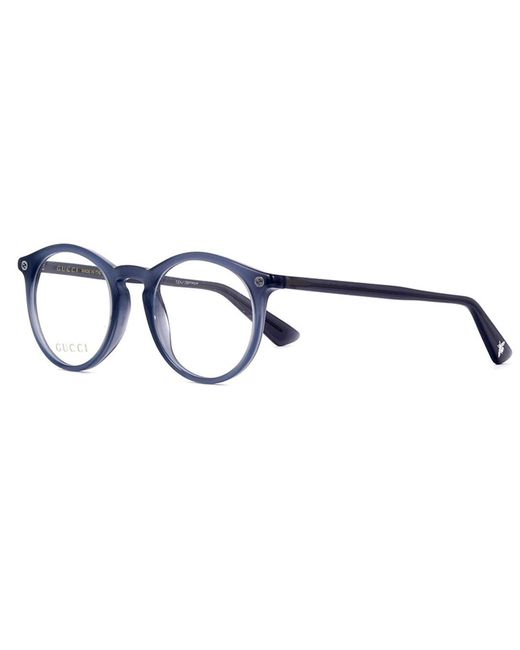 Gucci Metallic Eyewear Round Frame Glasses for men