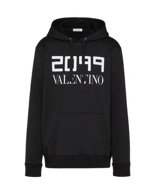 Valentino Black 2099 Logo Printed Hoodie for men