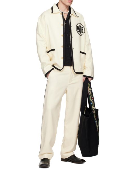 Bode Natural Beaded Player Trousers for men