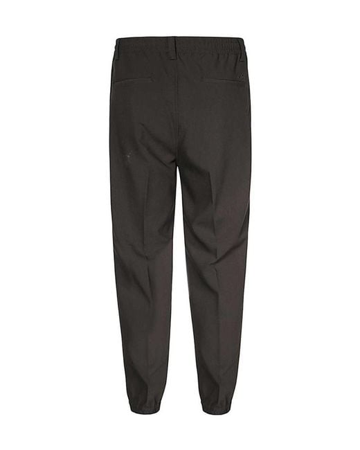 Emporio Armani Black Elasticated-Waist Tapered Trousers for men