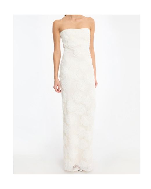 ROTATE BIRGER CHRISTENSEN White Floral Embroidered Strapless Dress