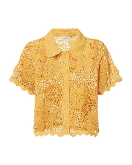 Jonathan Simkhai Yellow Macks Floral Crochet Cotton Shirt