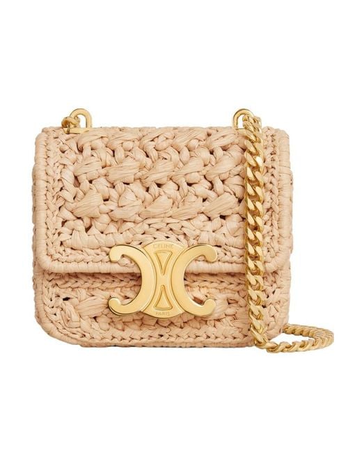 【CELINE】MINI CHAIN CLAUDE ショルダーバッグ MINI CHAIN CLAUDE IN Shiny calfskin - BLACK | CELINE