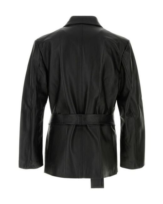 Setchu Black Long-Sleeved Leather Jacket for men