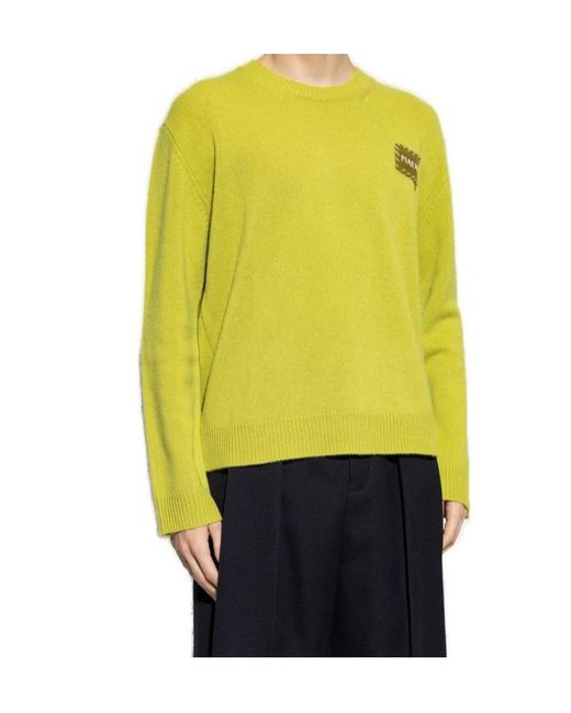 Marni Yellow Logo Patch Crewneck Jumper for men
