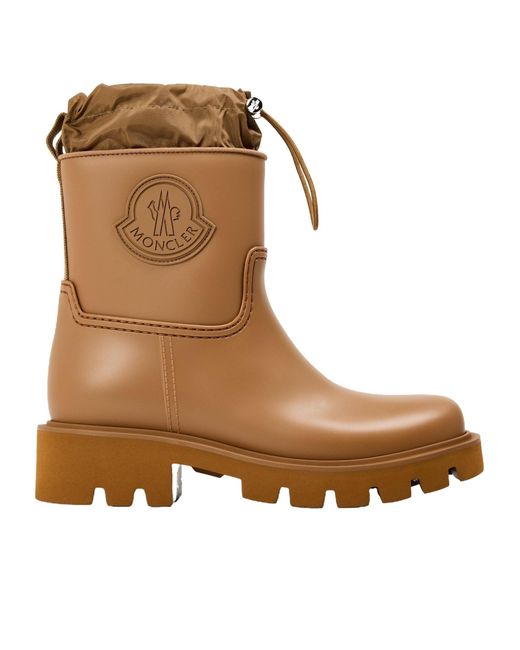 Moncler Brown Solid Color Rain Boots
