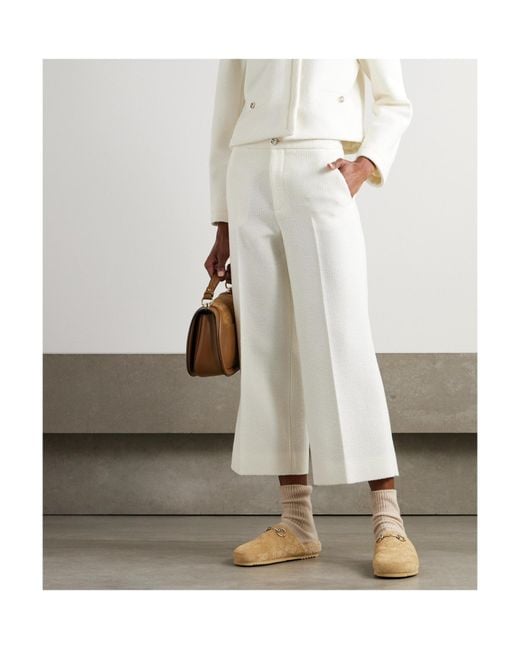 Gucci White Bouclé Trousers