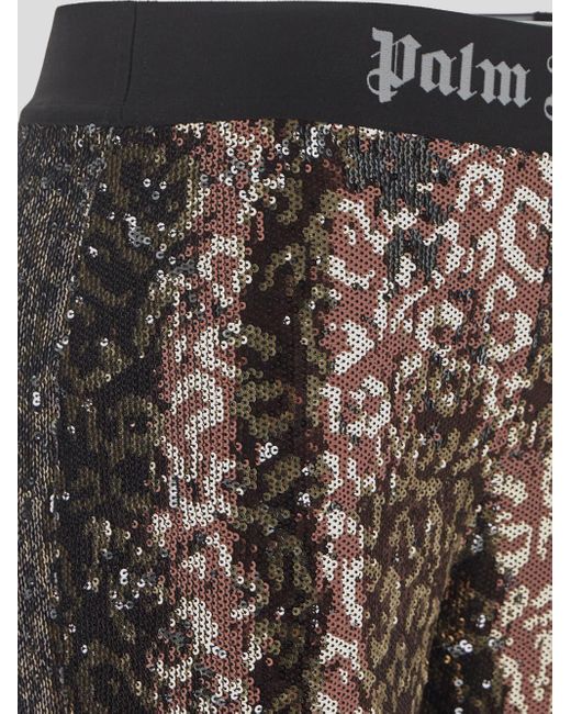 Palm Angels Gray Sequin Embellished Flared Pants