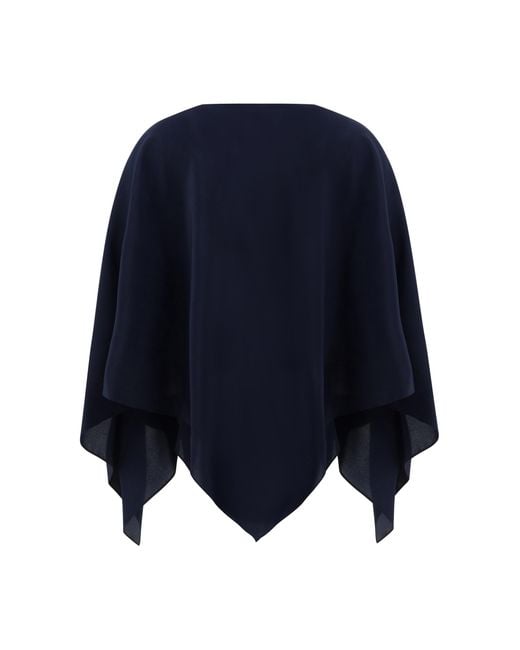Gianluca Capannolo Blue Cape-Design Satin Blouse