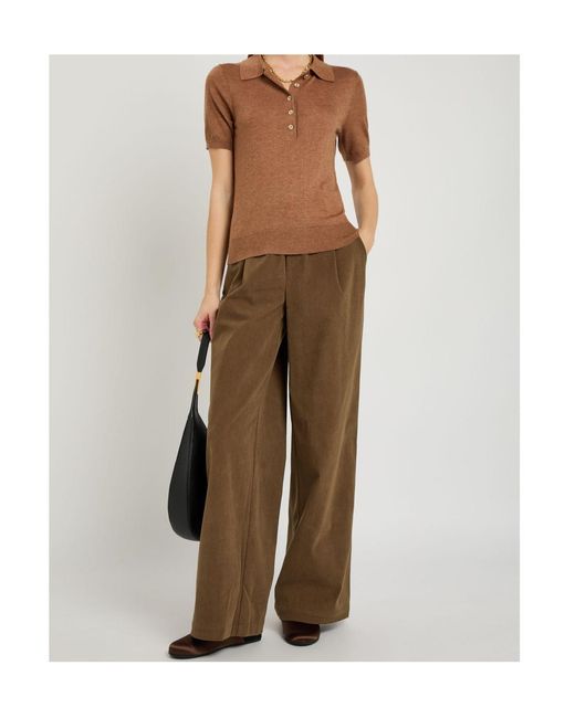 Varley Brown Rocio Wide-Leg Corduroy Trousers