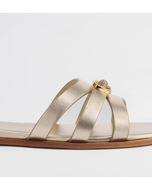 Dior White Strappy Embellished Flat Sandals