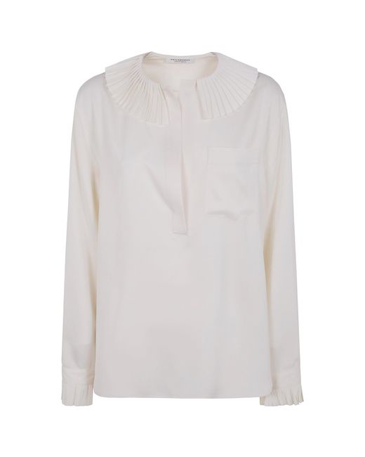 Philosophy Di Lorenzo Serafini White V-Neck Ruffled Shirt
