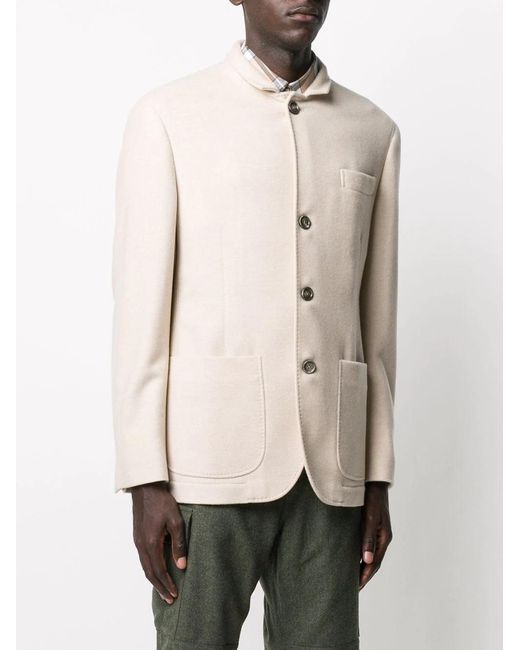 Brunello Cucinelli Natural Long Sleeved Single Breasted Jacket for men