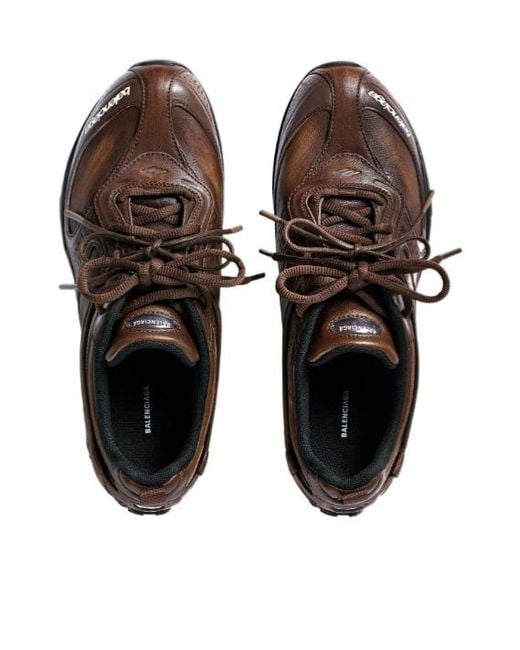 Balenciaga Brown Radar Leather Sneaker for men