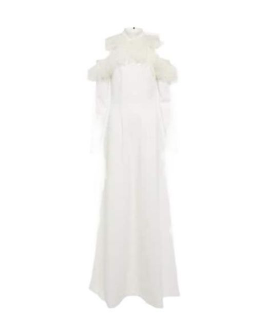 Christopher Kane White Feather-Embellished Crepe Dress