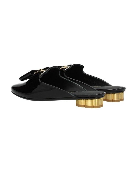 Ferragamo Black Bow Logo Muller Shoes