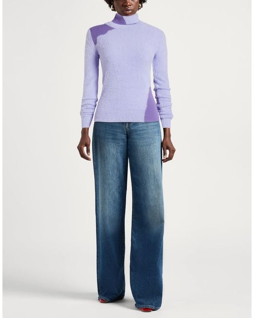 MM6 by Maison Margiela Purple Solid Color Lightweight Knit Sweater