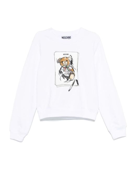 Moschino White Teddy Bear-Print Sweatshirt