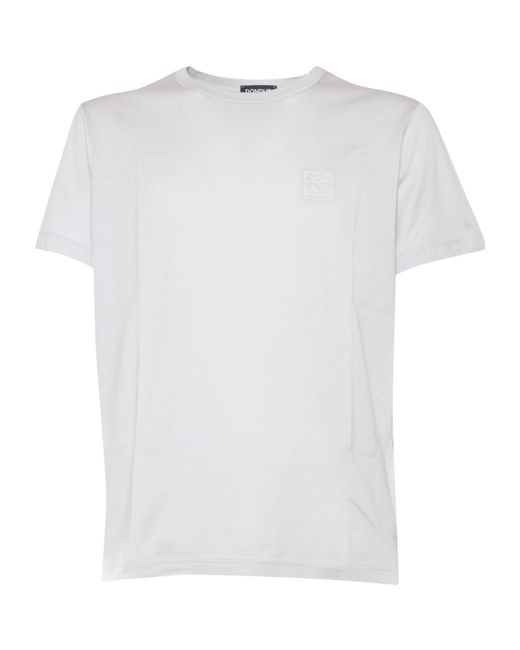 Dondup White Logo Embroidered Crewneck T-Shirt for men