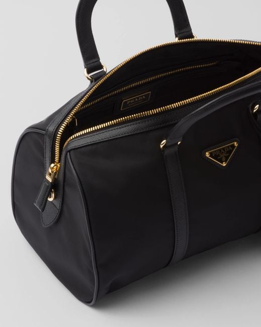 Prada Black Re-Edition 1978 Medium Re-Nylon And Saffiano Leather Top-Handle Bag