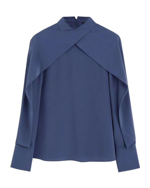 Joseph Blue Bailie Layered Silk Crepe De Chine Blouse
