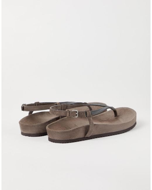Brunello Cucinelli Brown Leather Sandals