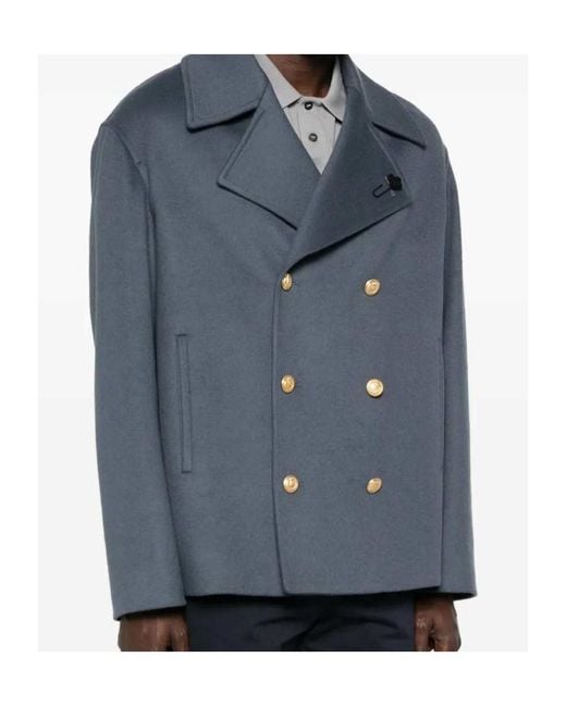 Lardini Blue Double-Breasted Coat for men