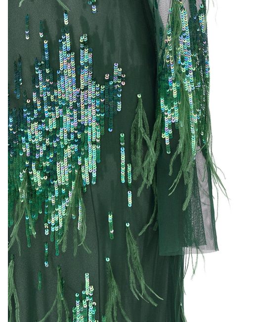 Pinko Green Sequin Embellished Midi Dress