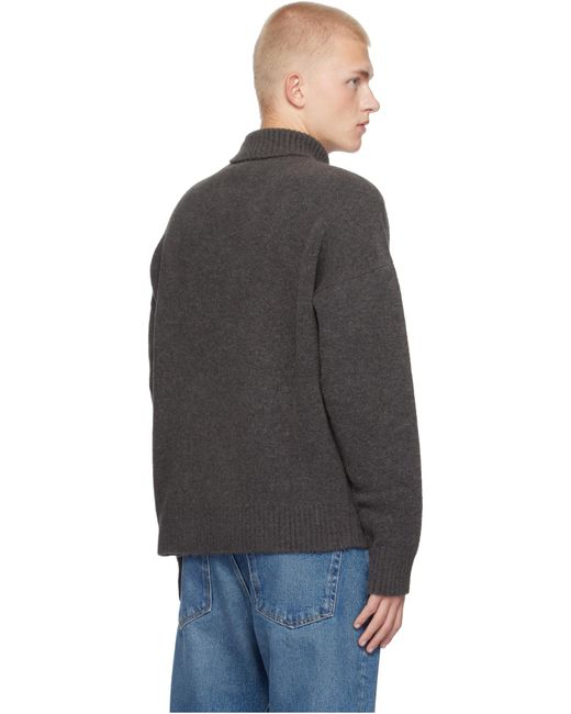 AMI Black Ami De Coeur High Neck Knitted Jumper for men