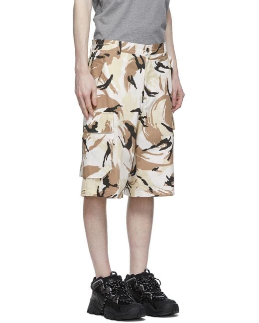 KENZO White Tropic Camo Print Cargo Shorts for men