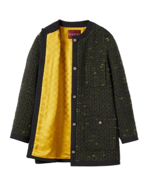Gucci Black Bouclé Button-Up Knit Jacket