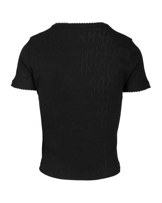 ROTATE BIRGER CHRISTENSEN Black Pointelle Fitted Top