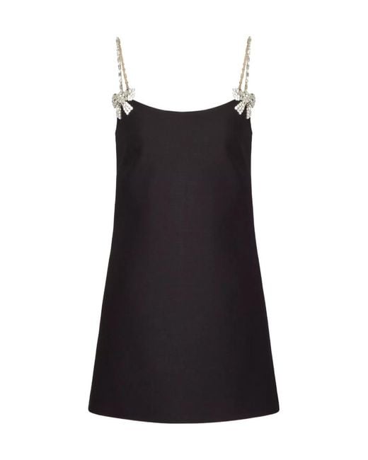 Valentino Black Crepe Couture Embellished Sleeveless Dress
