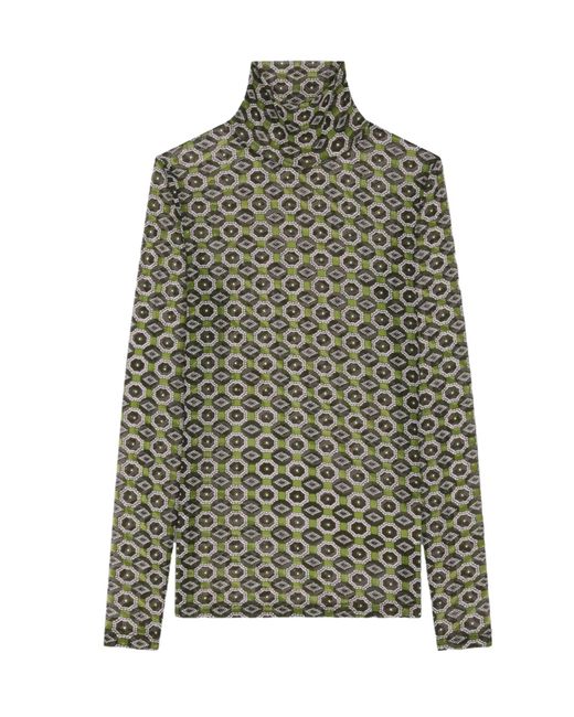 Dries Van Noten Green Turtleneck Top