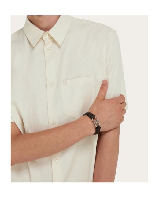 Ferragamo White Ferragamo Double Gancini Bracelet for men