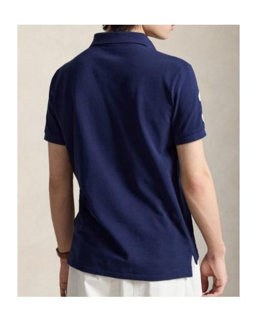 Polo Ralph Lauren Blue Custom Fit Logo Polo Shirt for men