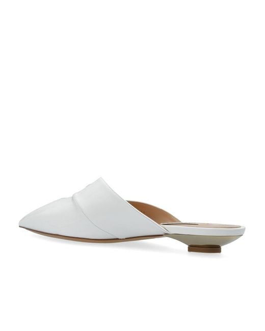 Casadei White Blade Pointed Toe Mules