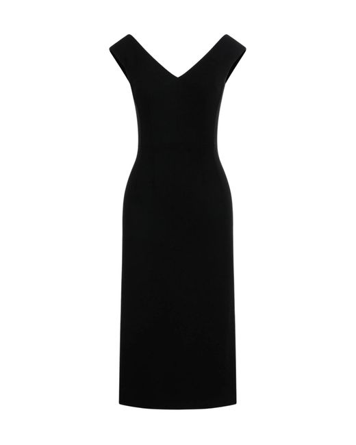 Dolce & Gabbana Black Sleeveless Solid-Colored V-Neck Dress