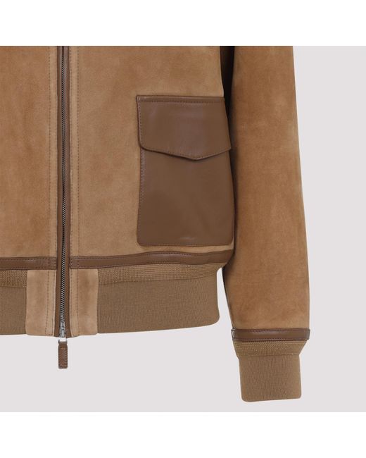 Ralph Lauren Brown Collection Two Way Zipped Bomber Jacket