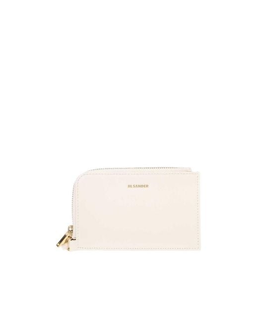 Jil Sander Natural Logo Embossed Zipped Cardholder