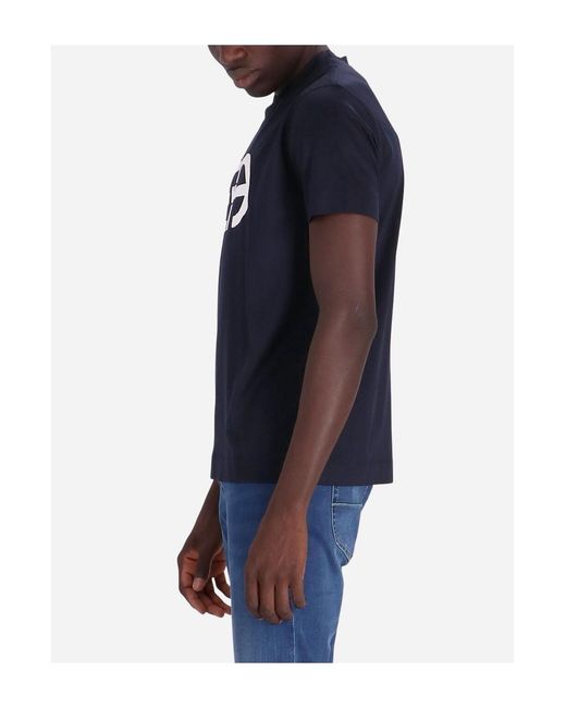 Emporio Armani Blue Logo Printed Crewneck T-Shirt for men