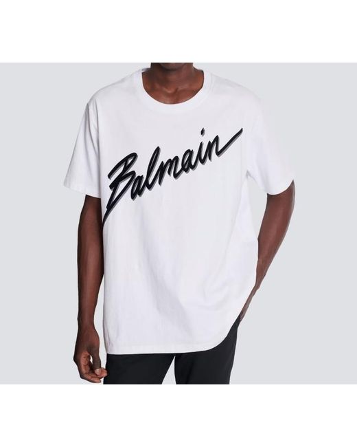 Balmain White Letter" Logo T-Shirt for men