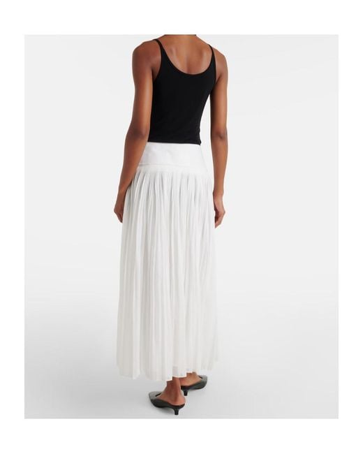 Rohe White Pleated Cotton Muslin Maxi Skirt