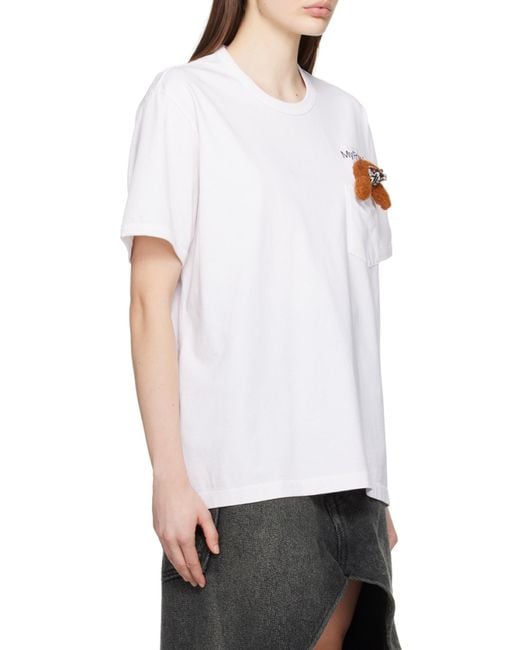 Doublet White Teddy Bear Cotton T-Shirt for men