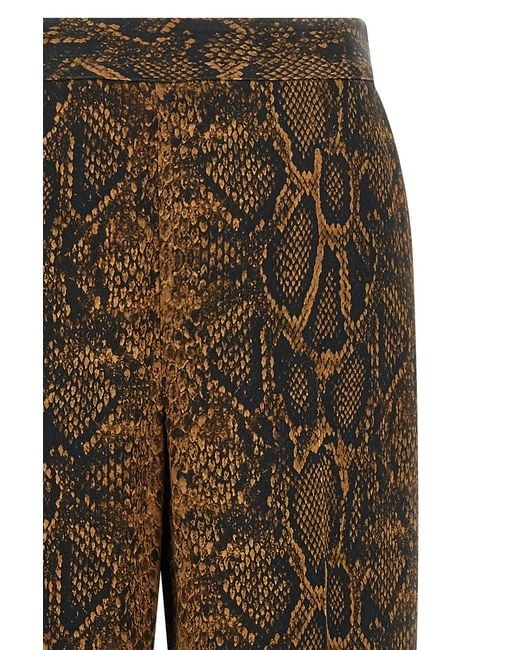 Twinset Brown Wide-Leg Animal Print Pants