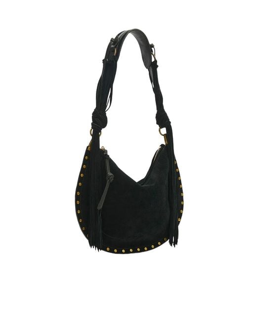 Isabel Marant Black Oskan Fringe Soft Zip Bag