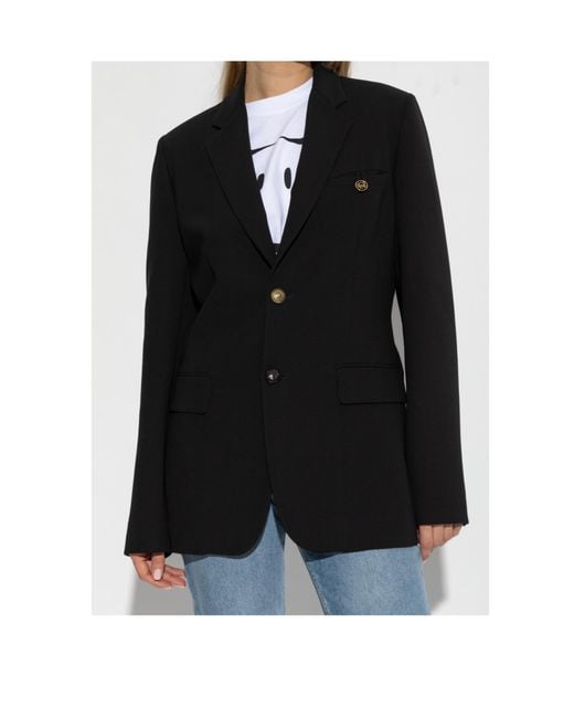 Moschino Black Single-Breasted Crepe Blazer